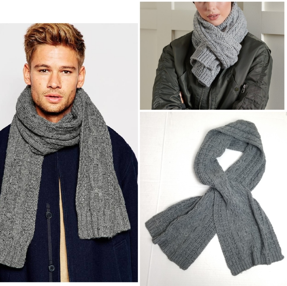 XIOS cable knit cozy gray scarf